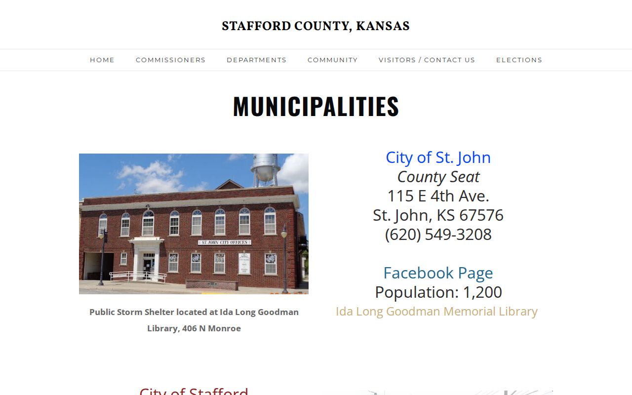 Stafford County municipal listing for Macksville arrest record contacts
