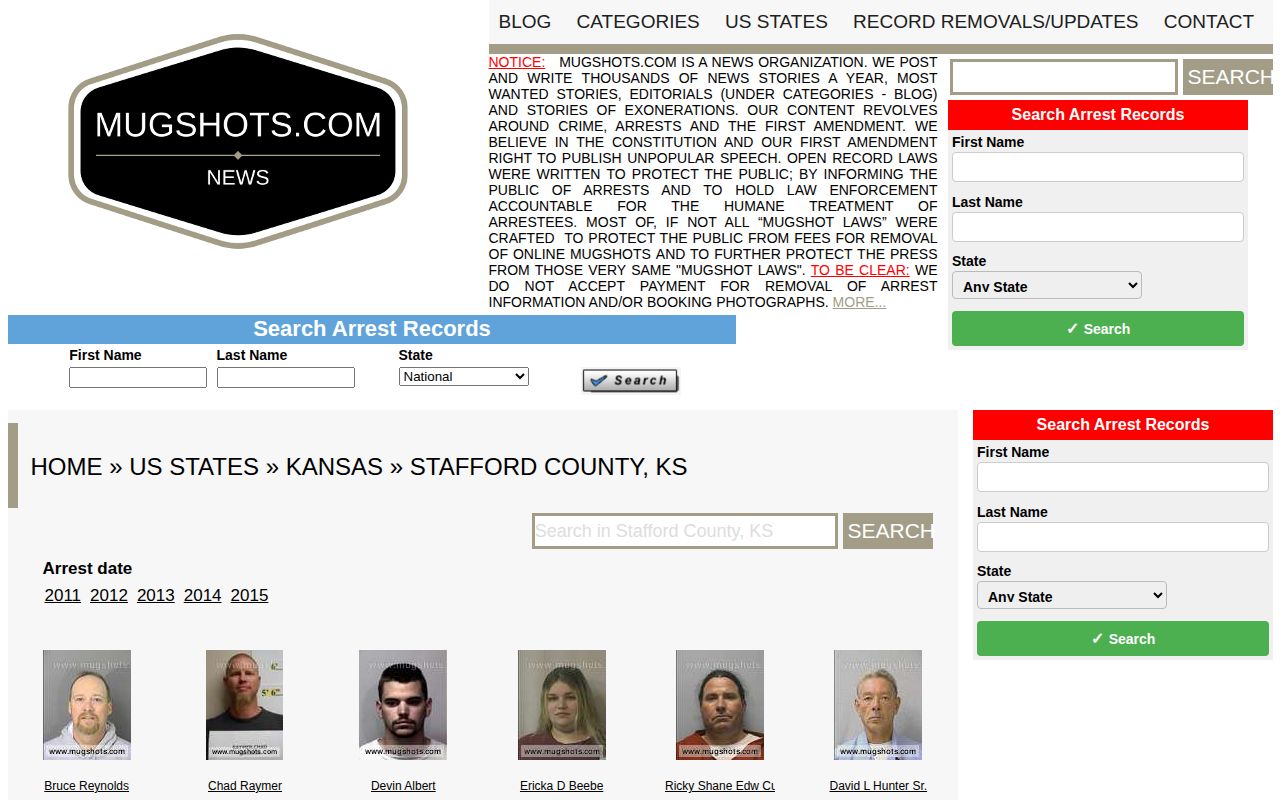 Unofficial Mugshots.com Stafford County mugshot index source
